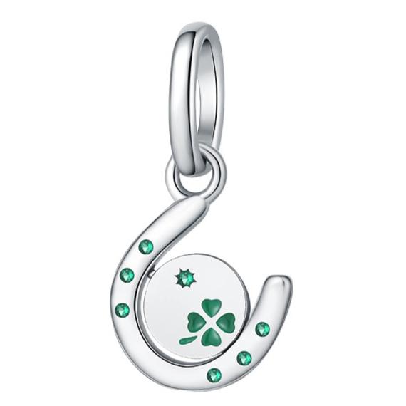 Genuine Copper Four-Leaf Clover Green Clover Pendant Piece Bead Elements Suitable For Authentic Decorative Charms Bracelet Style Women Jewelry