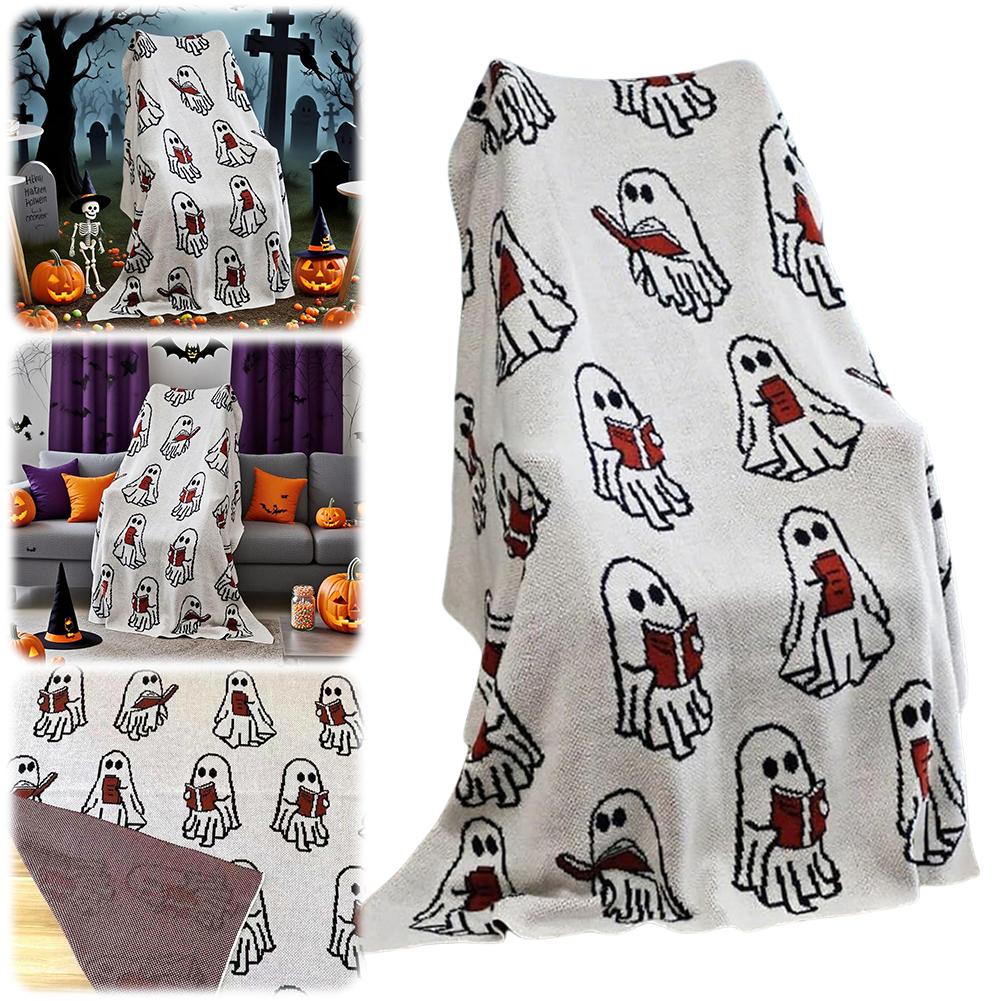Halloween Throw Blankets Ghost Reading Book Blanket Ghosts Nap Throw Blanket for Adults Couch Sofa Dormity All Season use Gifts