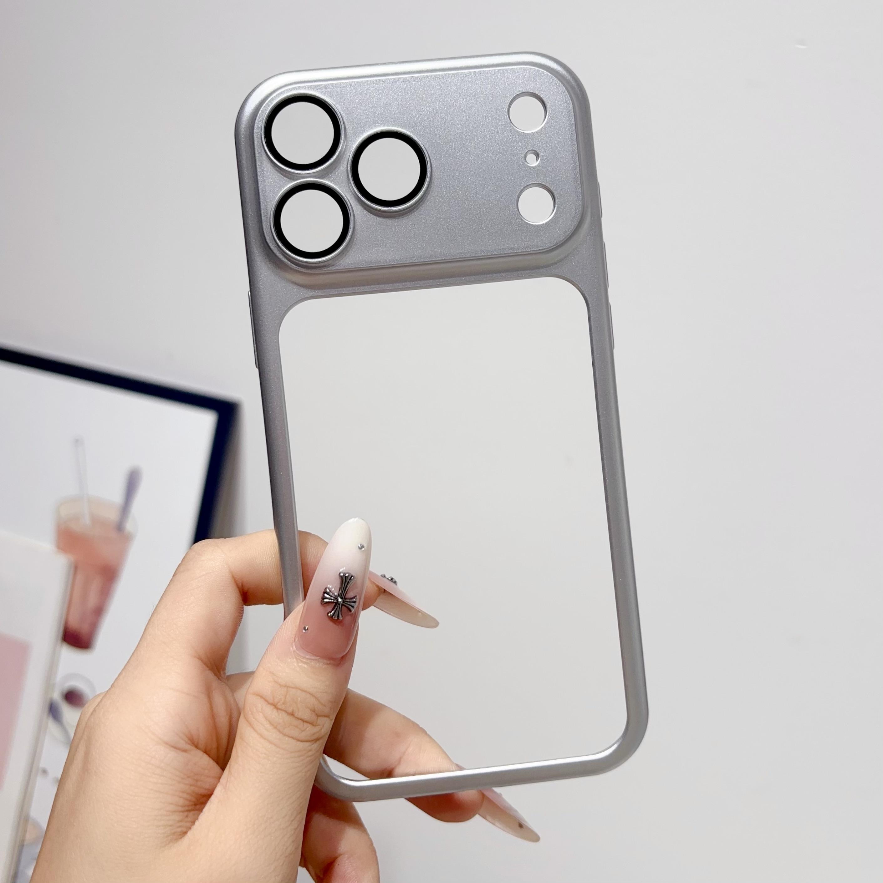 

Plating Matte Hollow-out Border Hard PC Phone Case for iPhone 17 ProMax 17pro Camera Lens Film Protector Shockproof Cover iPhone17