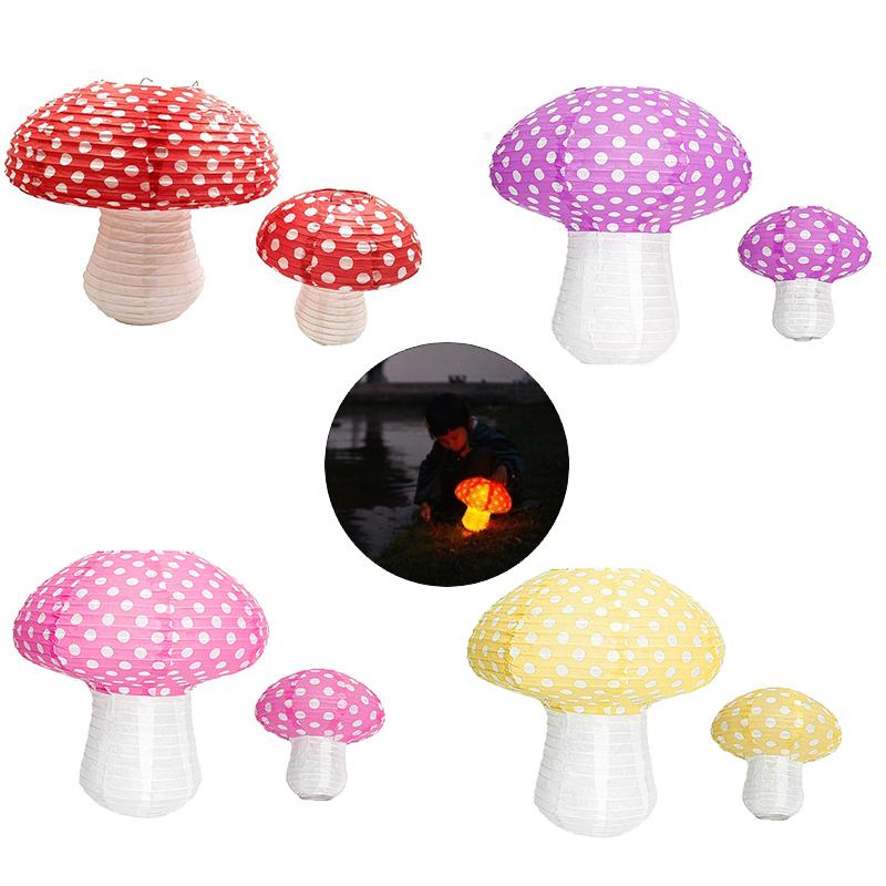 1PC Cartoon diy Party Decor Mushroom Shaped Handmade lantern Paper lanterns Round 3D Hanging