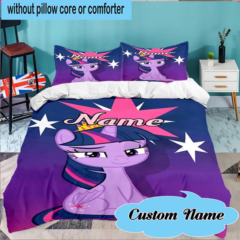 Custom Name 3PCS Unicorn Fantasy World Bedding Set Including 1pc Duvet Cover And 2pcs Pillowcases for Bedroom, Dormitory Gift Home Decor