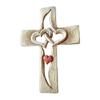 Intertwined Hearts Carved Wood Cross Religious Christian Crucifix for Church