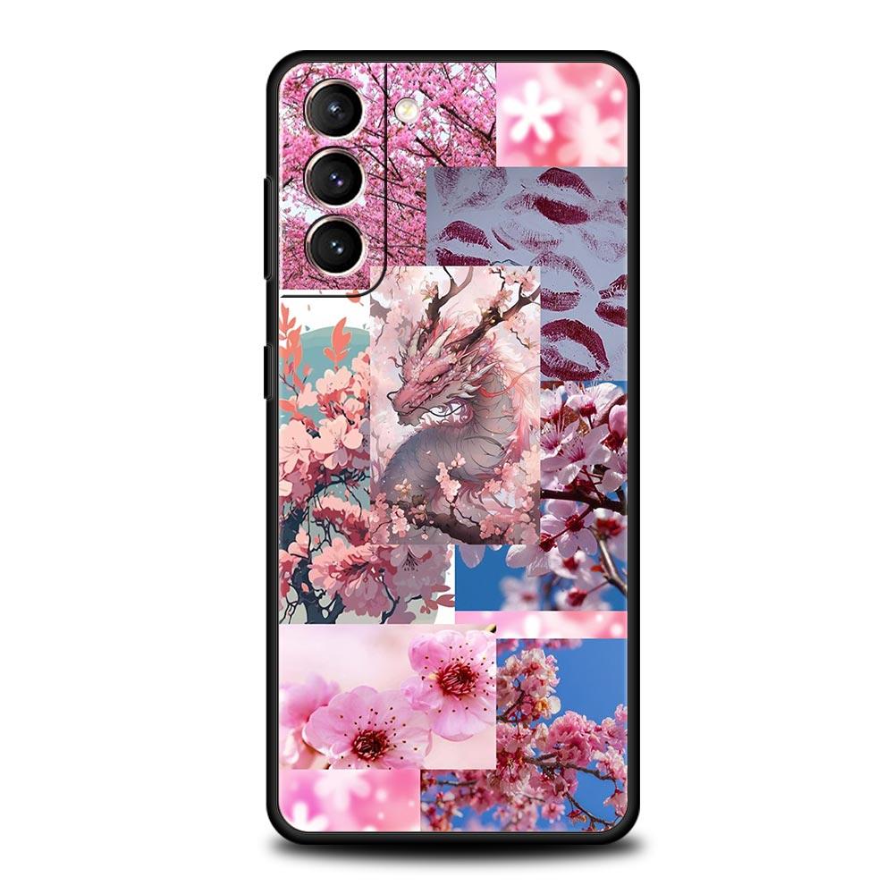 Korean Flower Phone Case for Samsung Galaxy S26 S25 S24 S23 S22 S20 S21 FE Ultra S25 Edge Plus 5G Soft TPU Cover Fundas Capa Bag