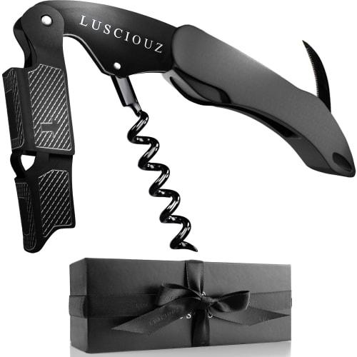 LUSCIOUZ Sommelier Knife Wine Opener, 5-Ring, Double Action (Titanium Black 102)