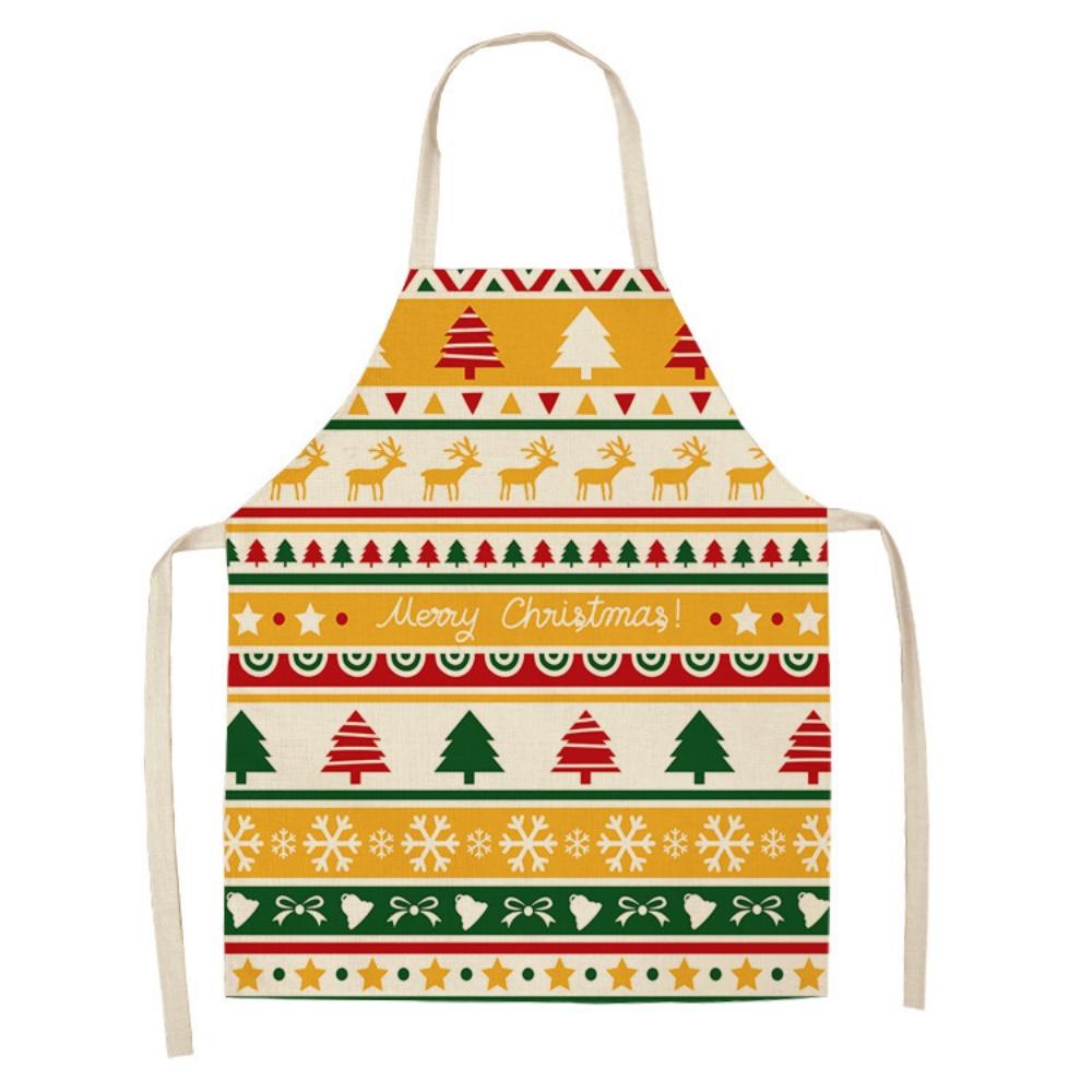 Christmas Apron Holiday Kitchen Aprons Christmas Tree Printed Cotton Linen Plaid Apron Kitchen Baking Cooking Accessories