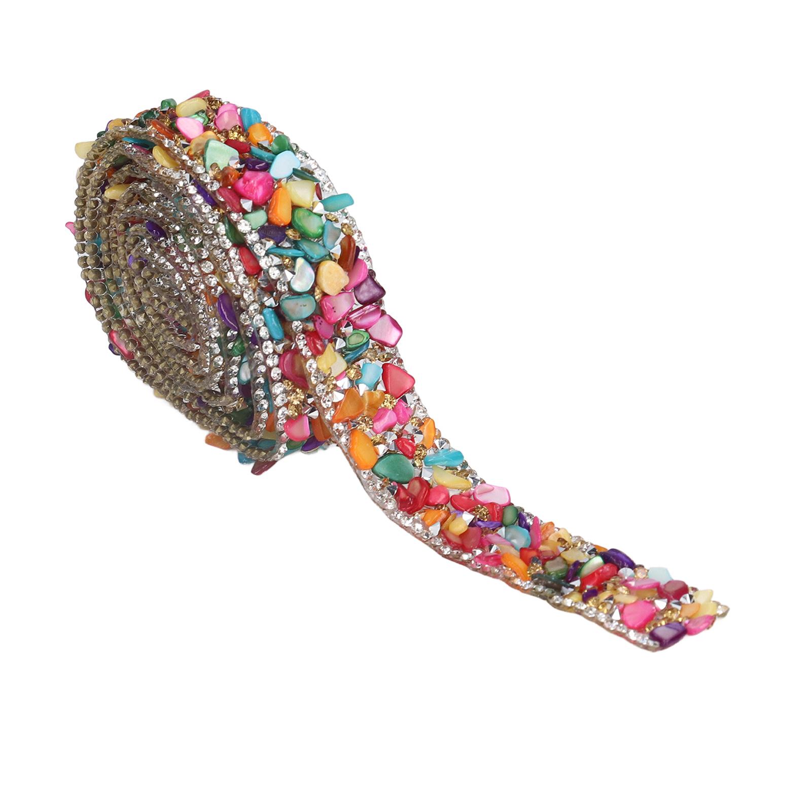 

Rhinestones Ribbon 2cm Width 2m Length Arbitrary Cutting Beautiful Design Hot Press Heating