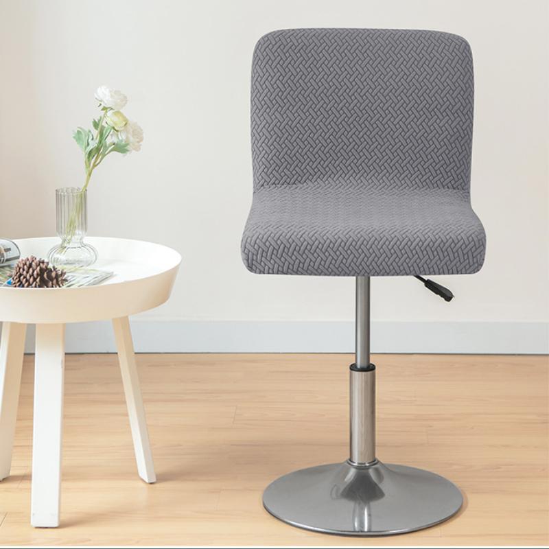 Jacquard Elastic Pub Low-Back Chair Cover Knitted Breathable Bar Stool Slipcover Modern Adjustable Patterned Stretch Stool Cover