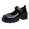 Woman Punk Thick Heels Lolita Shoes Black Ankle Buckle Platform Pumps Women Japanese Style Patent Leather Mary Jane Shoes
