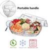 Salad Tray, with Transparent Dust Cover And Ice Trough, Detachable Serveware for Cooling Fruits Seafood Snacks Party