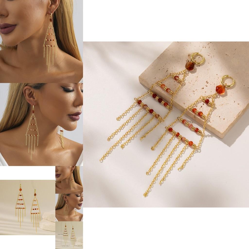 Fashionable Gold Triangle Crystal Earrings For Women Elegant Street Style