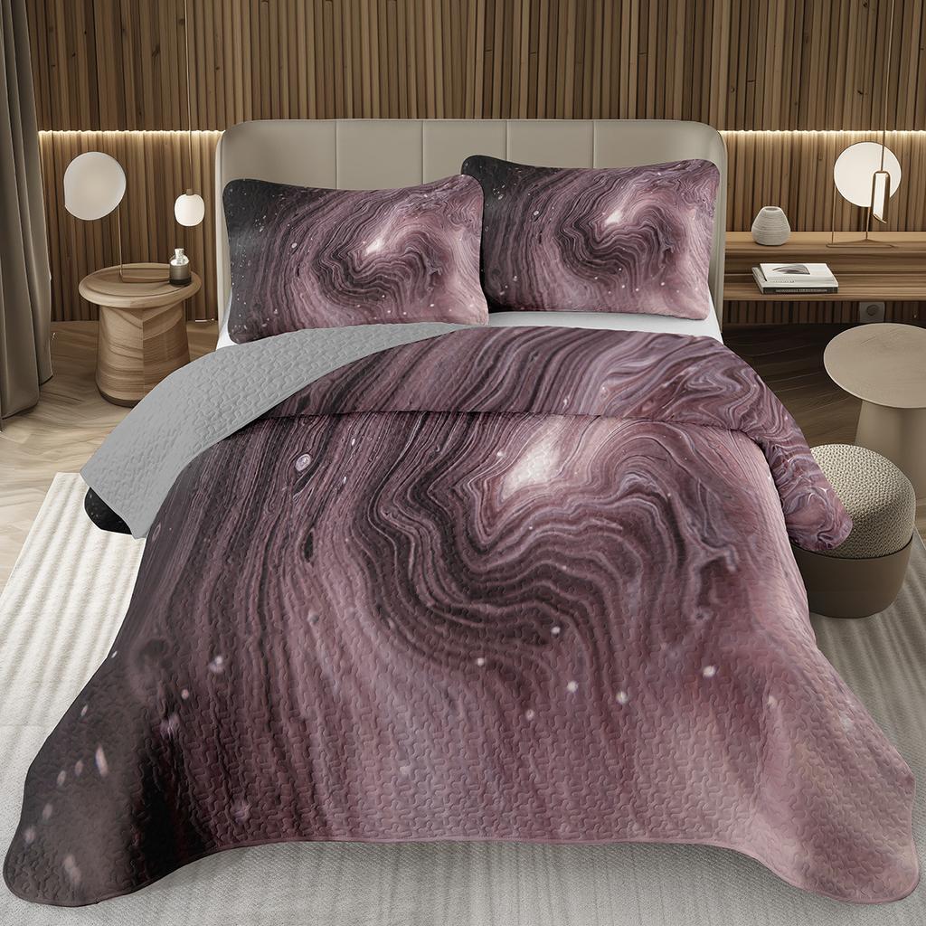 Marble Bedspread Set Soft Lightweight Stone Print Coverlet Bed Spreads, Farmhouse Modern Thin Quilted Bedding Sets for Women Men
