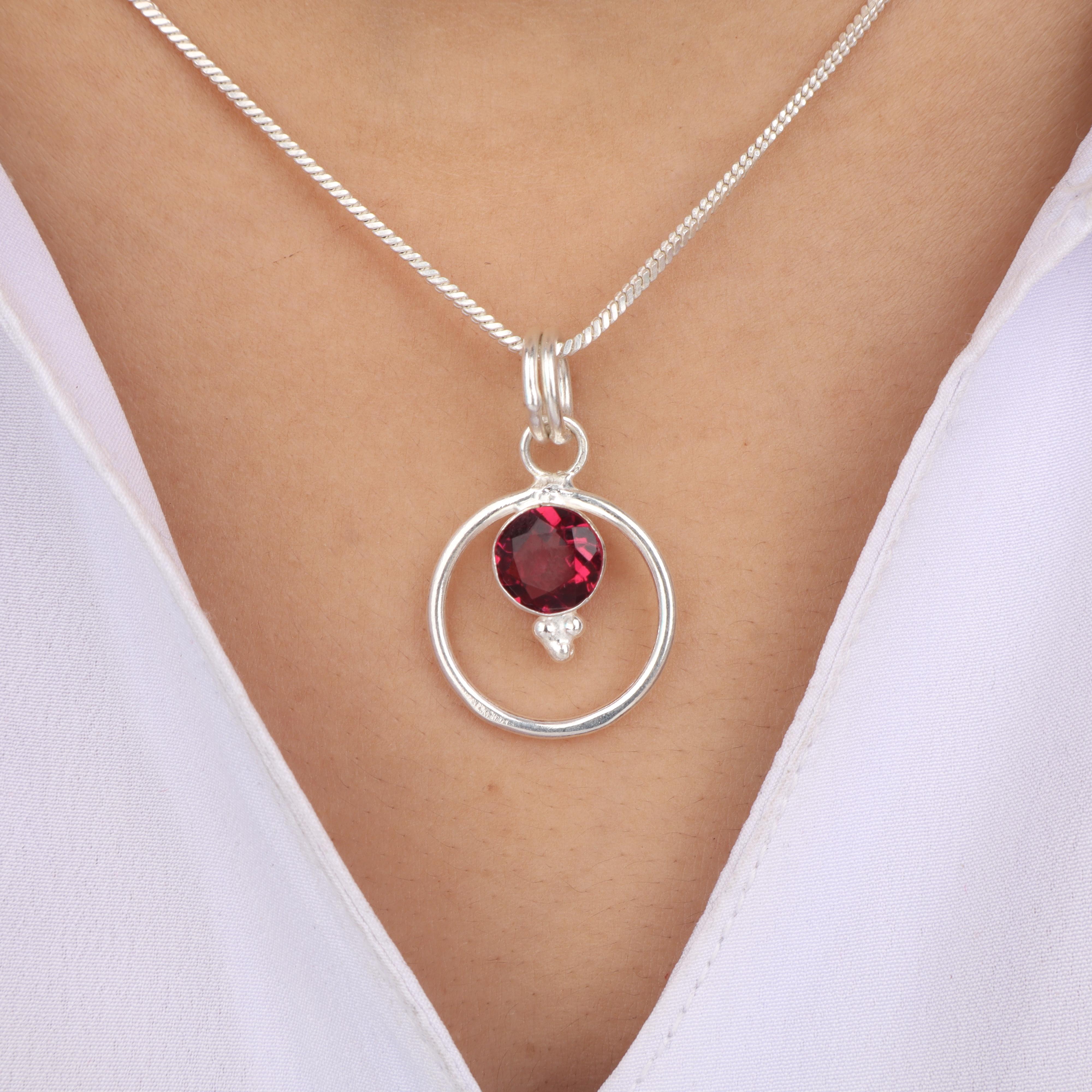 

Pink Rubellite Gemstone 925 Sterling Silver Handmade Jewelry Round Pendant 1.2 For Her PP-68-17