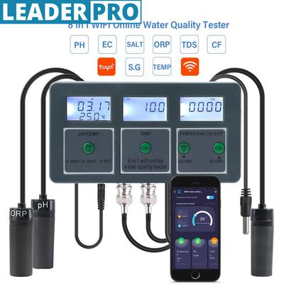 8 w 1 Inteligentny WlFl Miernik Jakości Wody Wielofunkcyjny Detektor Wody Akwaria Basen Hydroponika Wysoka Dokładność Tester Wody