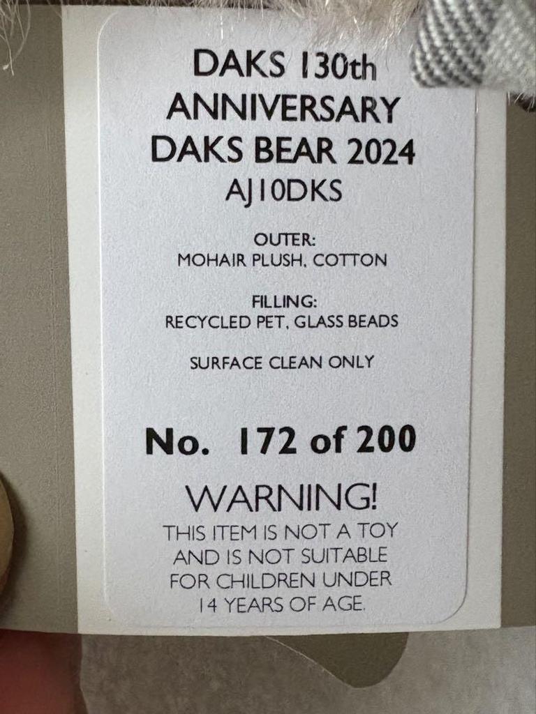 [USED] Limited Edition DAKS BEAR CAMPAIGN 130th Anniversary Teddy Bear (Not for Sale)