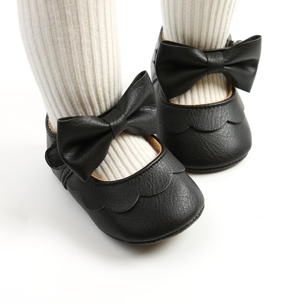 Baby Casual Shoes Infant Toddler Bowknot Non-slip Rubber Soft-Sole Flat PU First Walker Newborn Bow Decor Mary Janes