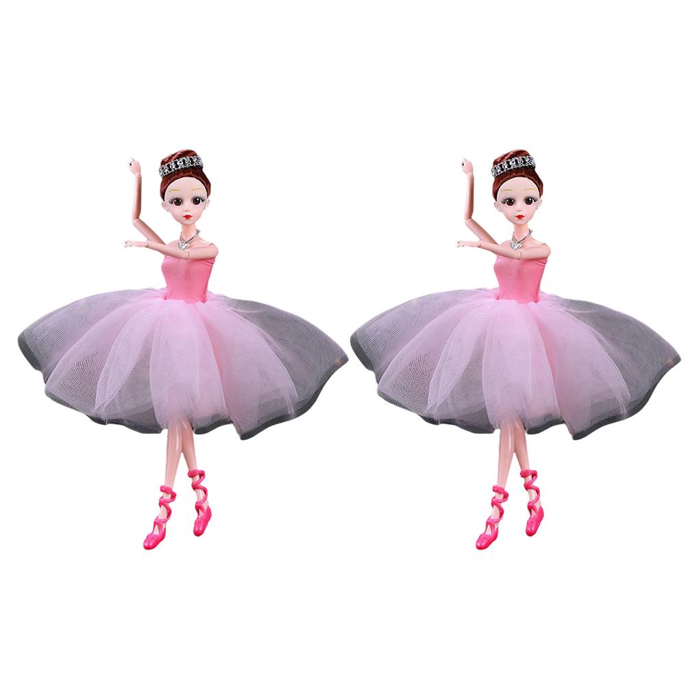 

2 штуки Лялька-балерина для малюків Модна Мила Танцююча дівчинка Іграшка Вінтажний подарунок Ляльки з рухомими суглобами з одягом Взуття Іграшки Аксесуари рожевий