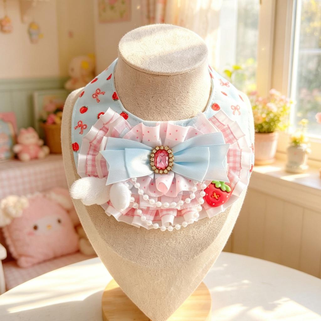 Lace Bow Pet Collar Scarf Bib Ornament for Cats Small & Medium‑Sized Dogs such as Teddy