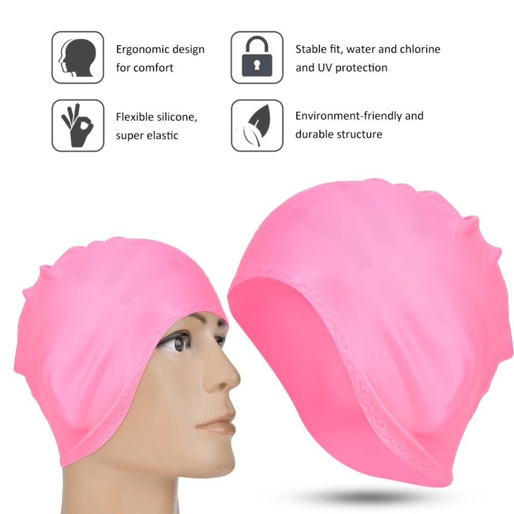 

Эластичный дизайн Шапочка для плавания Силиконовый материал Спортивная шапочка для плавания Профессиональное плавание розовый