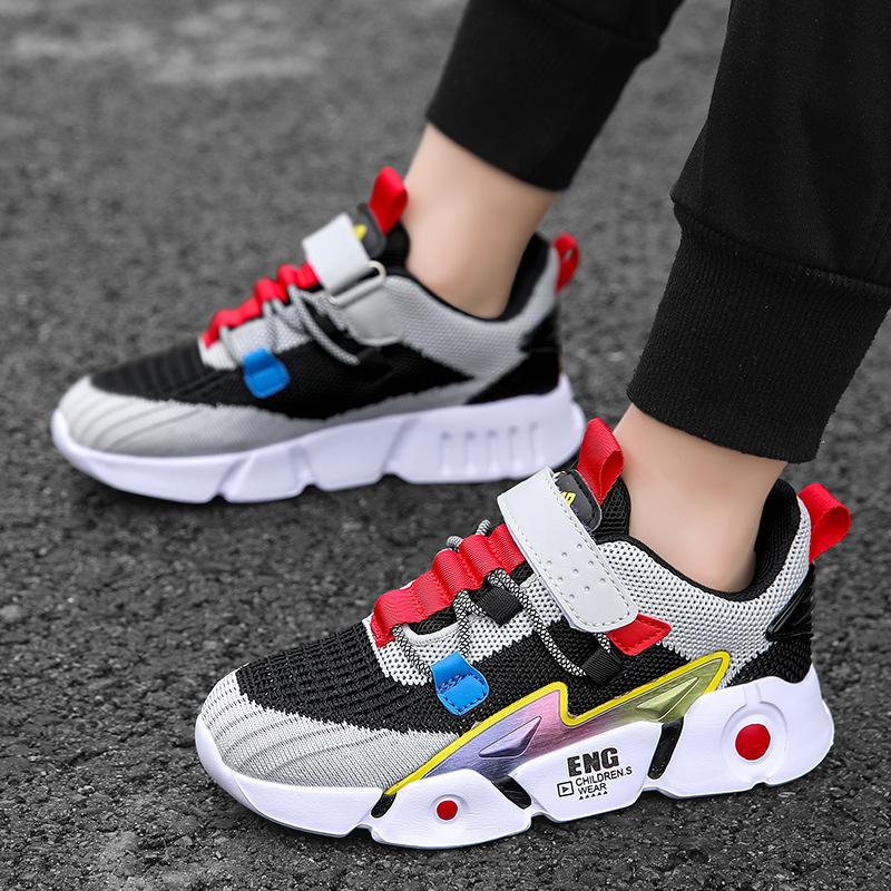 Klassenkameraden Jungen Mesh-Sneaker Frühling und Herbst neue doppellagige atmungsaktive Sneaker Mittelgroße und ältere Kinder verschleißfeste Laufschuhe