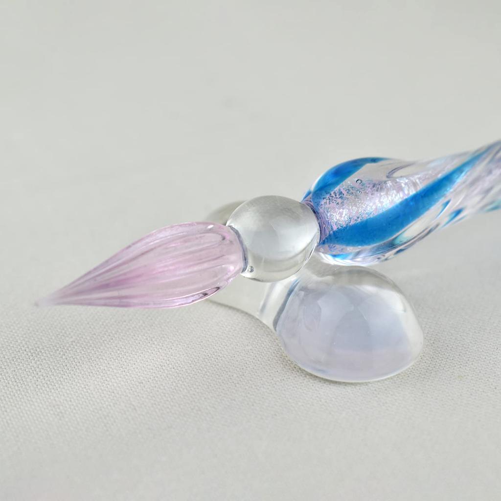 Fourcart Cute Handmade Glass Crafts Pen CBL each of Moss Green and Set of 3 [Glass Twist] 2-Color (1 Lavender)