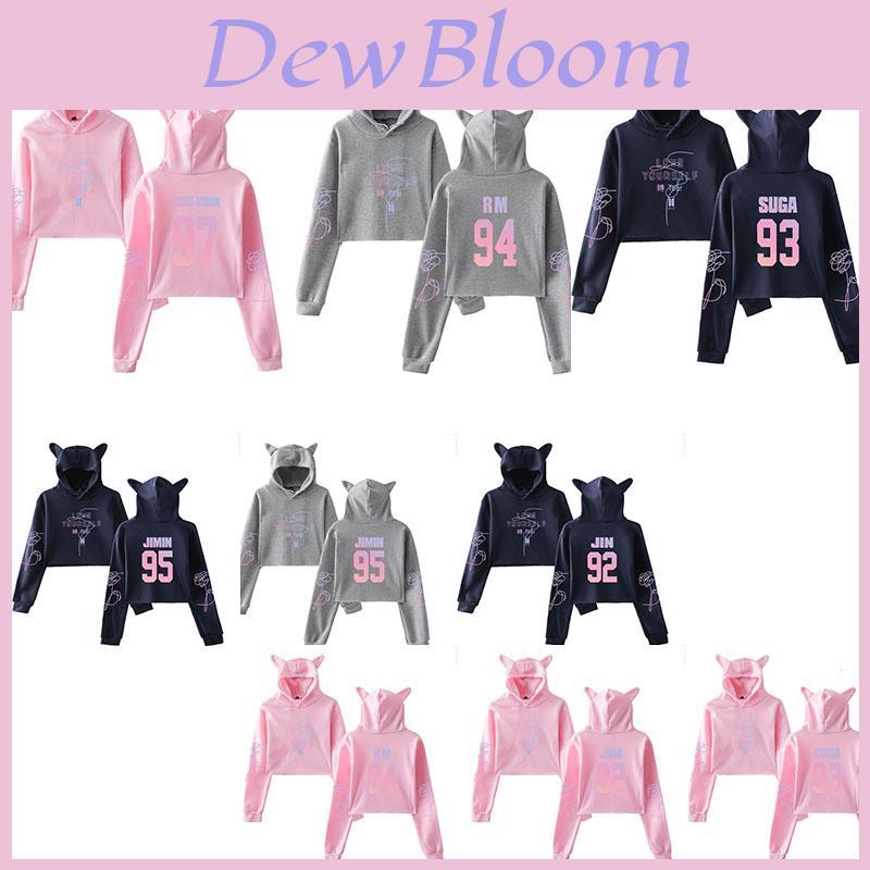 Unisex Bts Kpop Jung Kook Jimin 95 97 Bluza z kapturem Bluza z uszami kota Top Crop
