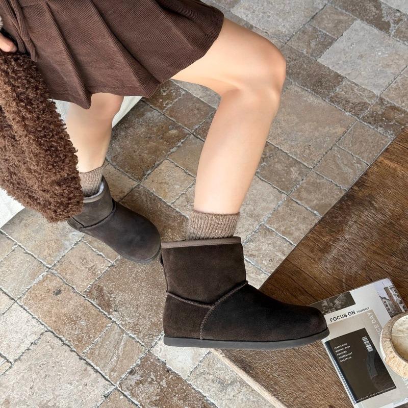 Small potato snow boots winter new thickened velvet warm cotton shoes casual sports versatile medium tube short boots