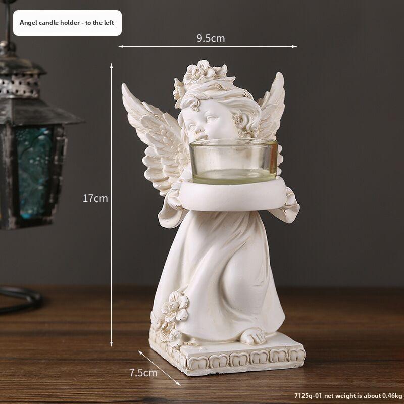 

Candle Angel European Holder Resin Sculpture For Housewarming Party Decor Gift Left