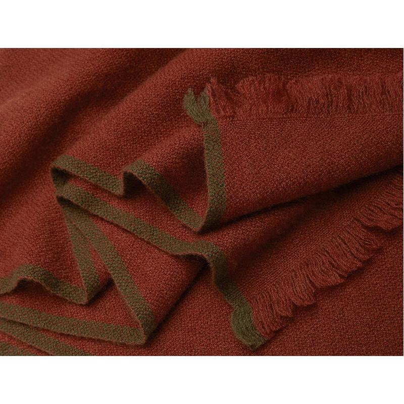 G·TENNA NXC340 Unisex Solid Trim Cashmere Scarf
