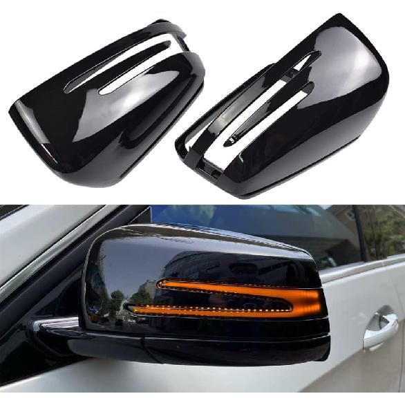 

Hacreyatu 1 Pair Black Rearview Mirror Cover Left Right Side Mirror Covers Caps for Mercedes Benz W204 W176 W246 W212 W221 C117 X204 X156 (bright bright black