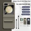 Retractable Delicate Leather Grain Hinged Glass Protective Film Case For Samsung Galaxy Z Flip7 Flip 7 6 5 FE Protect Cover