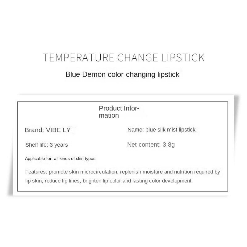 VIBELY Blue Siren Warm Sense Farbwechselnder Lippenstift, langanhaltend, wasserfest, warmer Lippenstift, blauer Perlmutt-Lippenstift