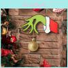 Charming Wooden Christmas Door Hanger Grinch Wreath For Festive Home Decor