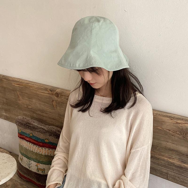 Fashion Fisherman's Hat Female Spring and Summer Pleated Elastic Show Face Small Sun Hat Female Summer Small Brim Color Combination Leisure Basin Hat