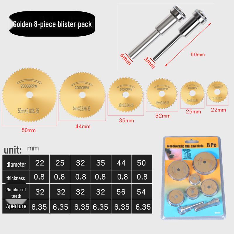 High-Speed Steel Circular Saw Blade Set for Wood, Plastic & Metal - Miniature Size for Hand Drills & Electric Grinders