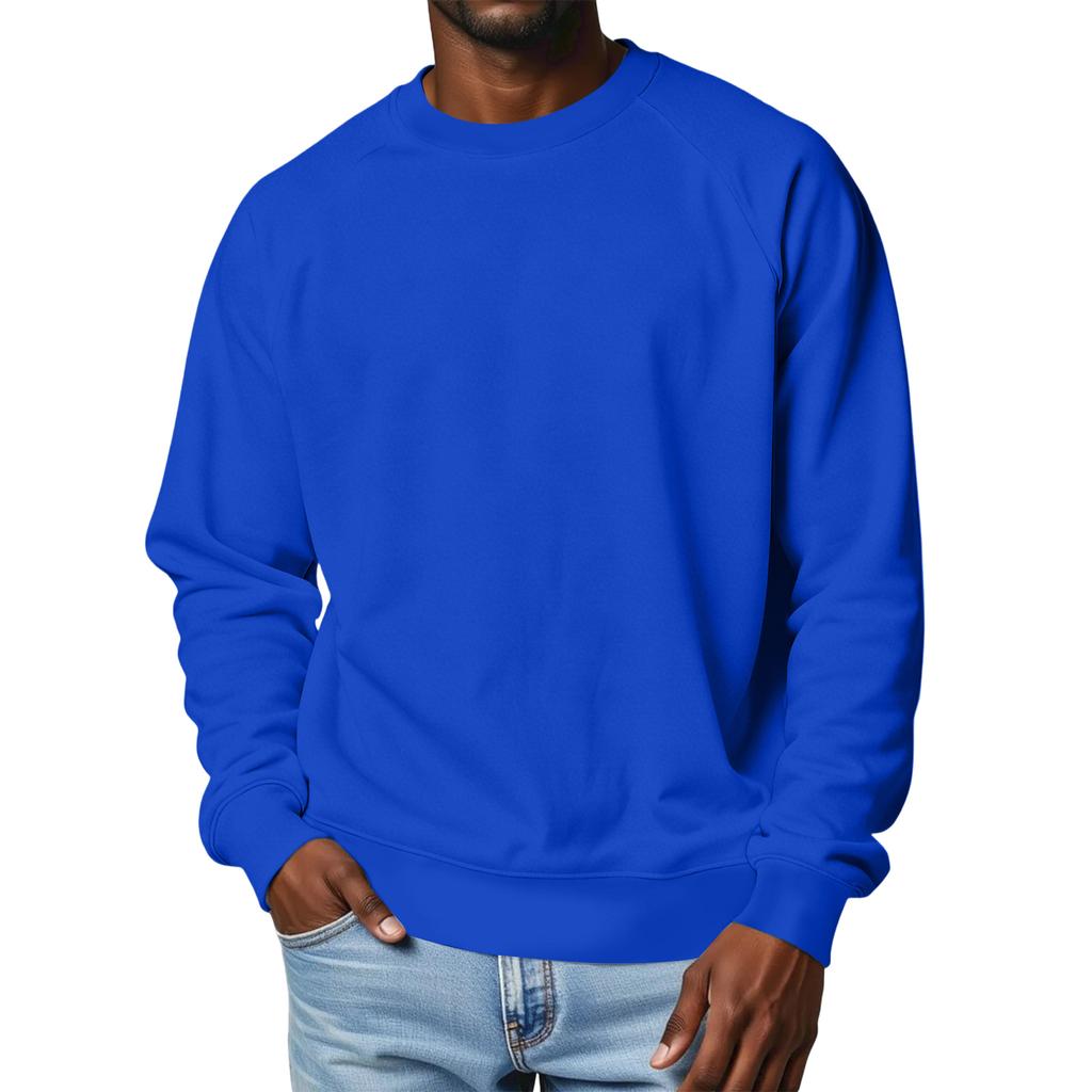 Men's Round Neck Raglan Sleeve Fleece-Lined Thick Solid Color Sweatshirt