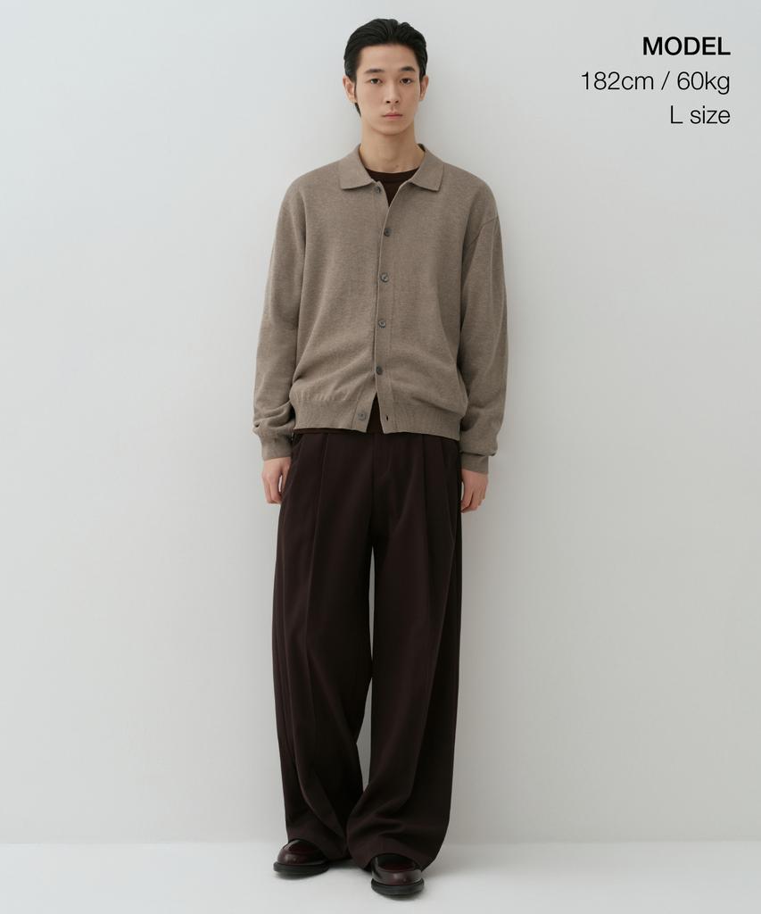 Musinsa Standard Washable Supima Cotton Collared Cardigan [Heather Beige]