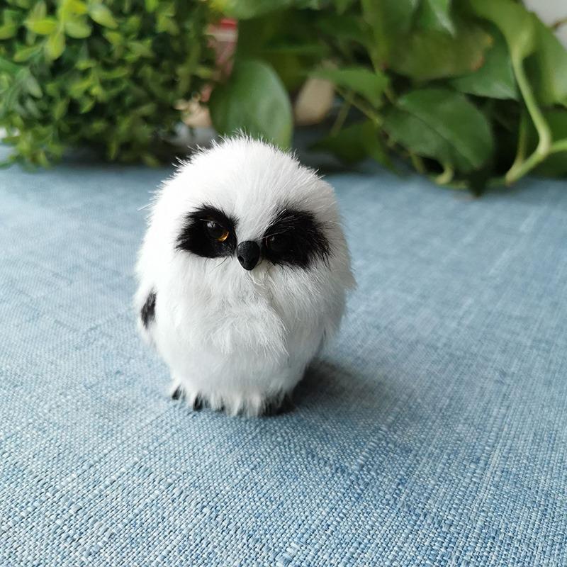 

Mini Small Owl White Black Furry Christmas Bird Ornament Decoration Adornment Simulation For Xmas Home Decor Handicraft Kid Gift 5x4.5x7cm