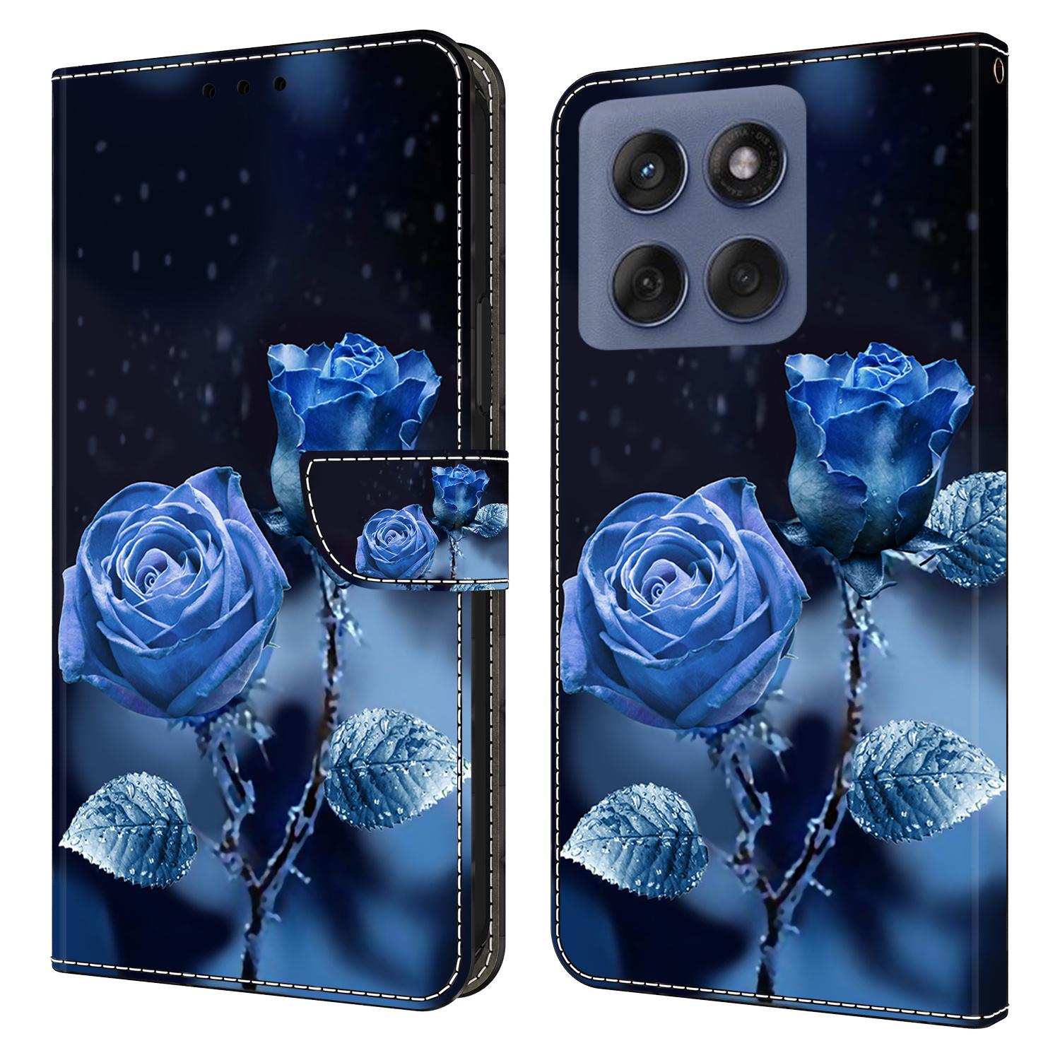 

Для Motorola Edge 60 Pro 5G Кошелек Чехол С Рисунком Подставка Кожаный Флип Чехол для Телефона Blue Roses