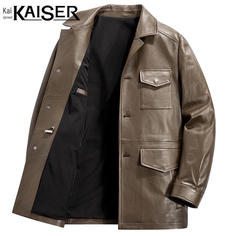 Kaiser Jaqueta Biker Masculina de Couro de Pele de Ovelha Genuíno