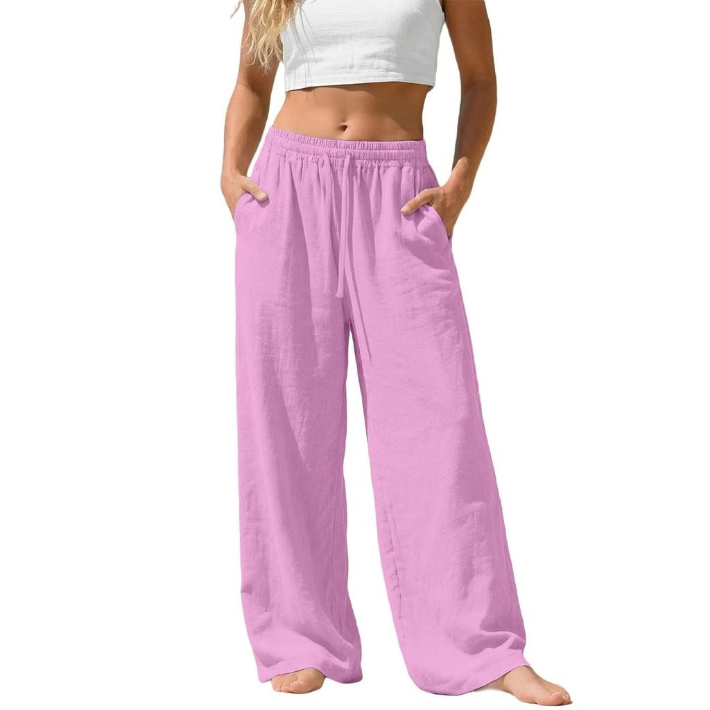 Women's Casual And Fashionable Color Loose Pants With Pocketes