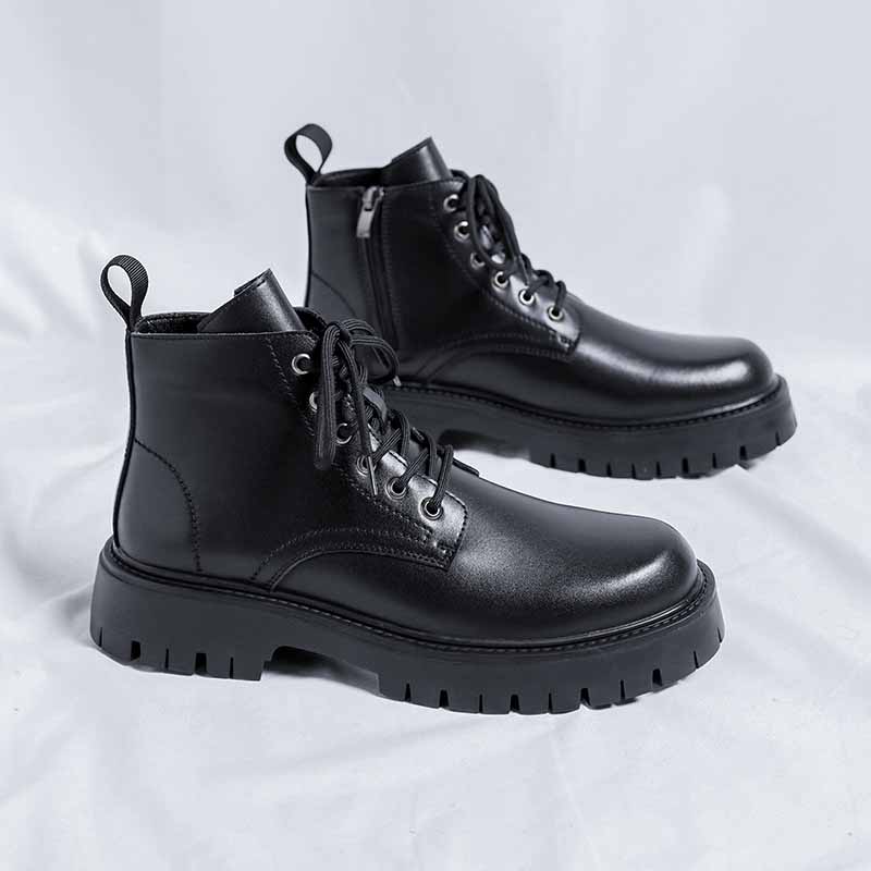 Lyxiga Herr Svarta Brogue Stövlar Herr Plattform Ankelstövlar Hög Kvalitet Herr Chelsea Stövlar Slip on Oxford Formella Affärsskor