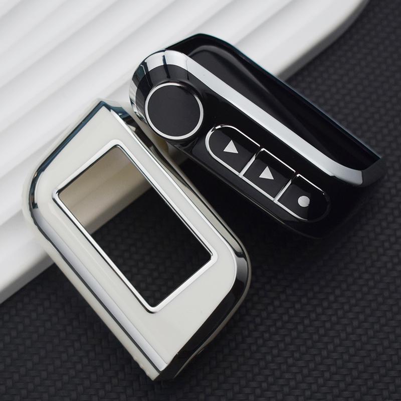 NY TPU Bilnøkkelveske Deksel Skall Fob For A93 A63 Russisk Versjon Toveis Bilalarm LCD Fjernkontroll