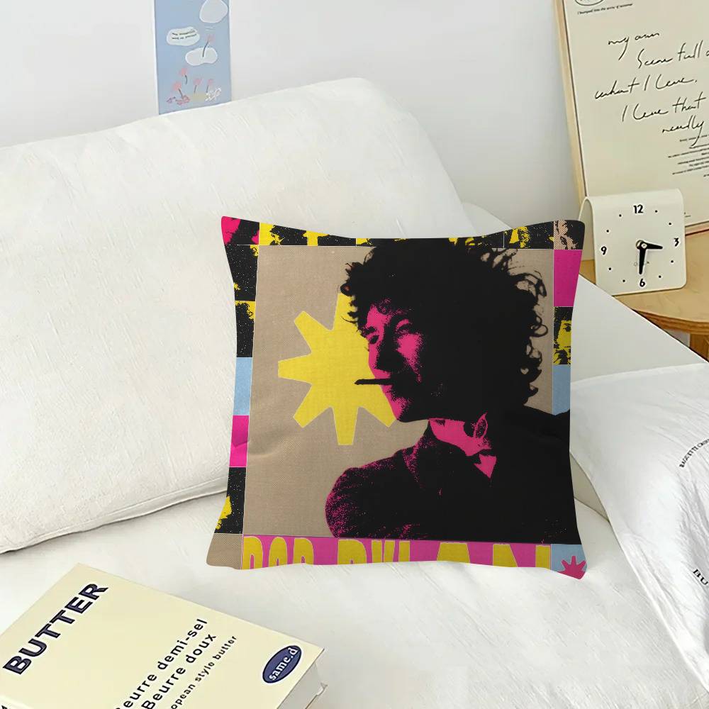 Singer Bob D-dylan LOGO  Cushion Cover Pillowcase Upholstery Sofa Throw Pillow Home Decor Pillowcas