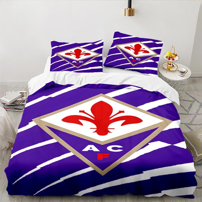3PCS Fiorentina Football Club Bedding set,Ideal for1pc Duvet Cover And 2pcs Pillowcases Perfect for Christmas gift,Ideal for Bedroom, Dormitory