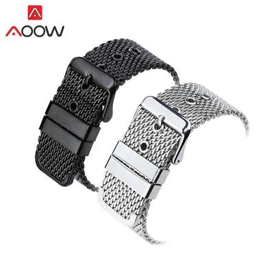 18mm 20mm 22mm 24mm Evrensel Milanese Döngü Bant Paslanmaz Çelik Kayış Pin Toka Saat Kayışı Bilezik Aksesuarları Siyah Gümüş