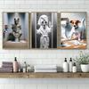 1PC Unframed Funny Pet Dog in Toilet Reading Newspaper Play Canvas Painting Animal Pictures Wall Art for Home Bathroom Decor