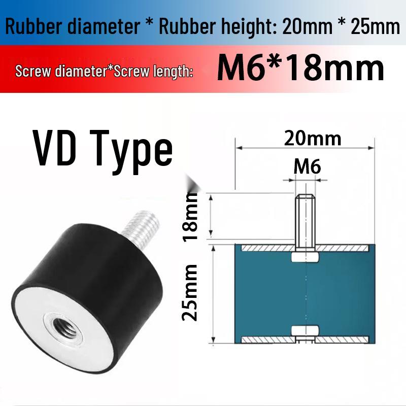 VD Type Cylindrical Rubber Vibration Isolator Pad with Inner & Outer Thread – NHE02 Motor Shock Absorbing Foot Pad