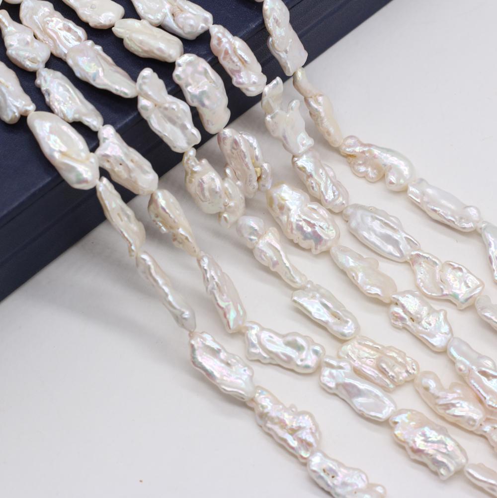 1String, 8×20-10×22mm White Natural Freshwater Pearls, Handmade Irregular Strips Pearl Beads for Jewelry Making DIY Necklace Bracelet Accessories 36cm