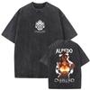 Anime Overlord Albedo Washed Vintage T-shirt Manga Graphic T-shirts Men Women Casual Retro Cotton Short Sleeve Casual Clothing