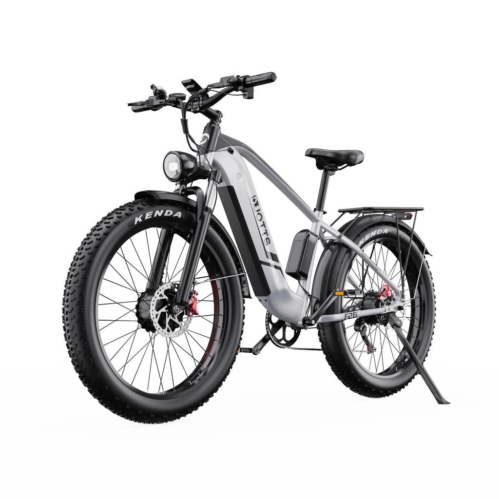 DUOTTS Elektrické kolo F26: Motor 750 W, dojezd 120 km, 26" tlusté pneumatiky, vodotěsnost IPX5, stoupavost 55° (Shimano 7-Speed)